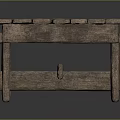 Rustic Style Wooden Table With Plank Top And Metal Straps Accent Design