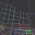 Urban Aerial Planning with River Road Network Building Clusters and Green Spaces