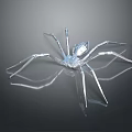 Reflective Transparent Crystal Spider Sculpture With Geometric Design On Dark Background