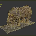 Detailed Rhinoceros Sculpture Carved From Red Stone On Gray Base