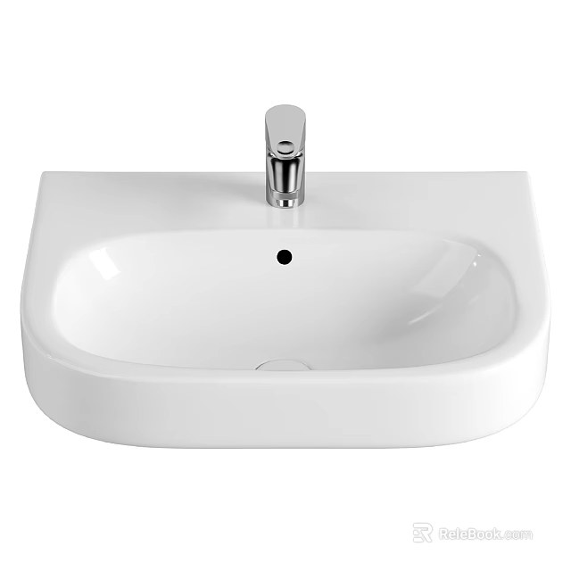 White Wall Mounted Washbasin With Silver Faucet And Sleek Smooth Surface Design 3d model 