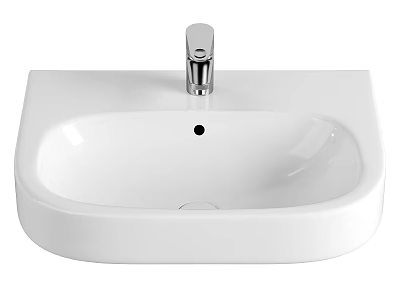 White Wall Mounted Washbasin With Silver Faucet And Sleek Smooth Surface Design 3d model