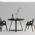 Modern Minotti Negotiation Table and Chair Combination Round Casual Table and Chair Combination 3d model