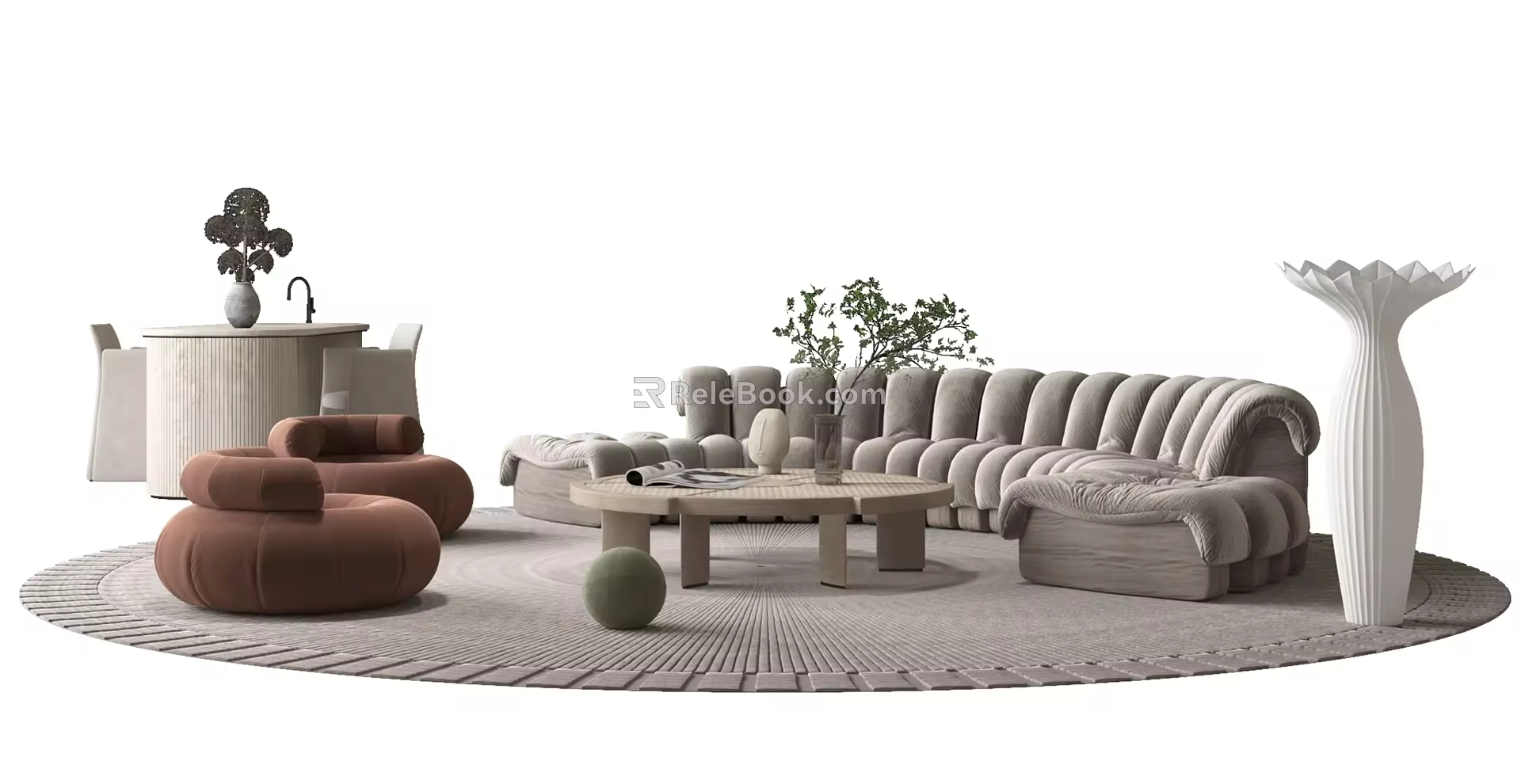 Quiet Sofa Tea Table Combination Sofa Combination 3d model