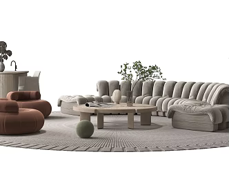 Quiet Sofa Tea Table Combination Sofa Combination 3d model