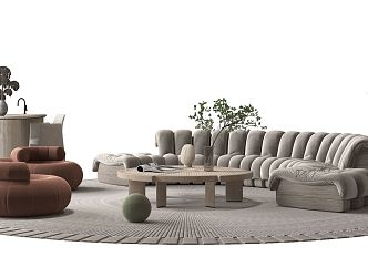 Quiet Sofa Tea Table Combination Sofa Combination 3d model