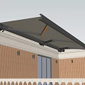 Retractable Patio Awning With Black Frame Beige Fabric And Built-in LED Light