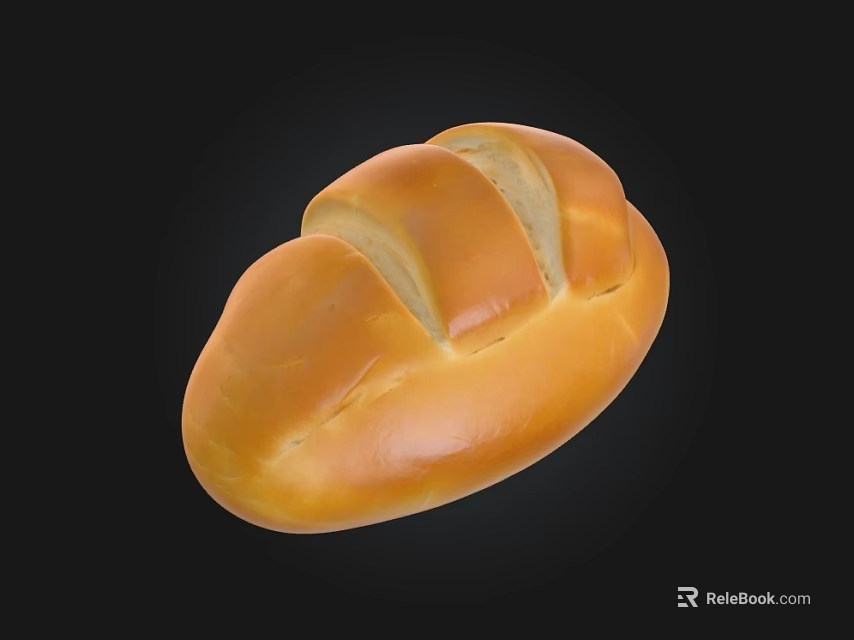 Freshly Baked Golden Bread Loaf With Sliced Surface And Soft Texture 3d model