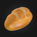 Freshly Baked Golden Bread Loaf With Sliced Surface And Soft Texture 3d model
