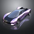 Futuristic Purple And Black Concept Car With Sleek Body Design Transparent Roof And Unique Wheels