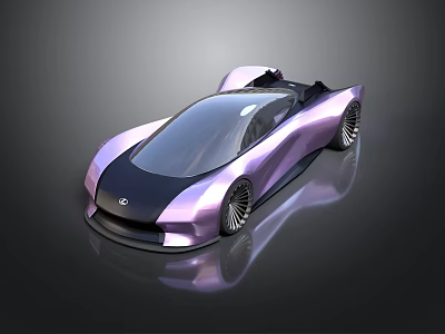 Futuristic Purple And Black Concept Car With Sleek Body Design Transparent Roof And Unique Wheels 3d model