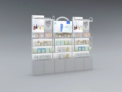 Modern Display Shelves with Transparent Glass Layers for Cosmetics and Skincare Product 3d model