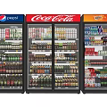 Commercial Beverage Display Refrigerators Stocked with Assorted Bottled and Canned Drinks 3d model