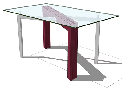 Modern Dining Table With Glass Top And Red White Sleek Legs Design 3d model