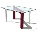 Modern Dining Table With Glass Top And Red White Sleek Legs Design
