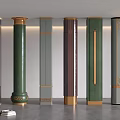 Modern Decorative Columns with Green Grey Purple Finishes and Gold Accents for Interior Design Spaces