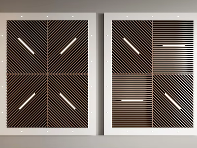 Modern Ceiling Design with Geometric Patterns Stripes and White Decorative Strips Symmetrical Panel Layout 3d model