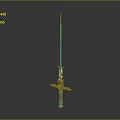Decorative Blue Sword With Purple Blue Hilt And Intricate Dragon Design