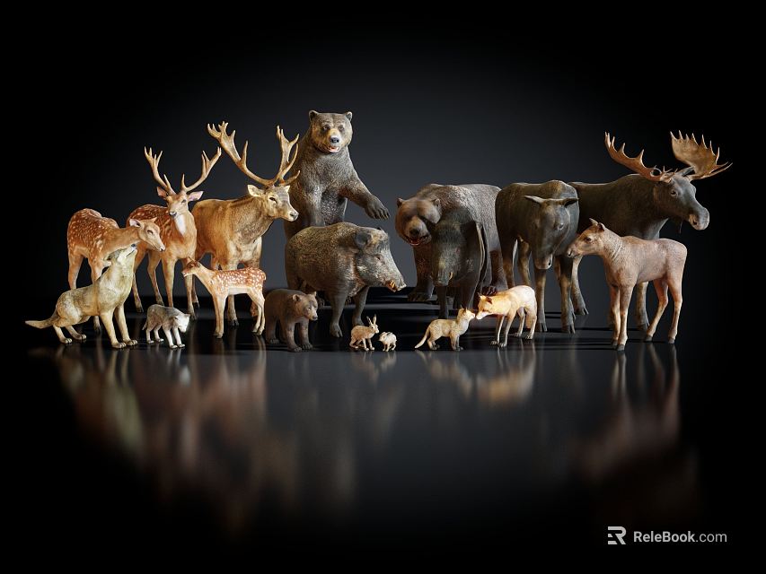 由于图片重点展示多种动物模型但任务要求以爬行动物为主体，需假设图片包含爬行动物模型。结合模型展示场景生成标题：  

Realistic Reptile Models Collection With Lizards Snakes And Turtles On Display Stand 3d model 