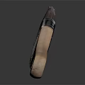 Paint Brush With Wooden Handle And Used Bristles Showing Reflection On Dark Surface