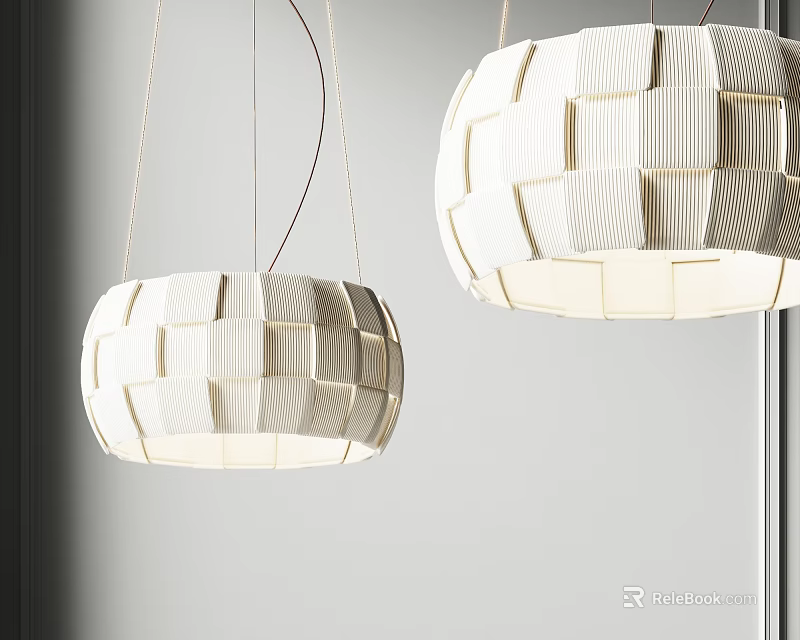 Modern White Pendant Lights With Geometric Pattern For Interior Decoration 3d model
