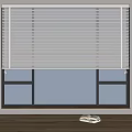 Modern curtains venetian blinds floor-to-ceiling windows 3d model