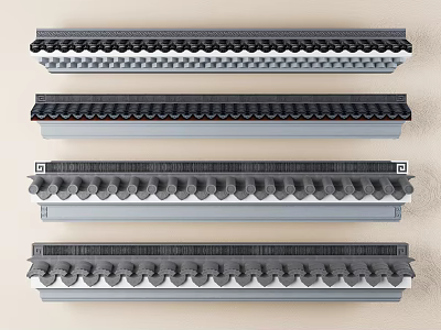 Architectural Roof Tile Trim Strips With Wave Pattern Smooth Edge And Gray Finish 3d model