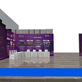 Glamorous Stage Design With Blue Purple Lighting Red Carpet And Steps