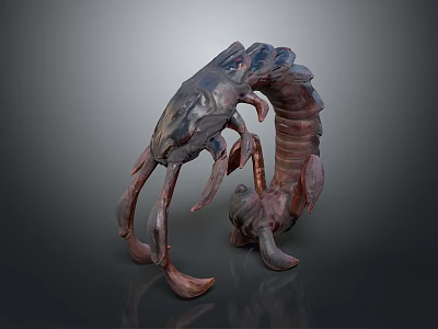 Detailed Game Movie Monster Character With Multi Legs And Dark Red Design 3d model