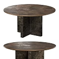 Modern Round Dark Wooden Dining Table With Unique Base Design