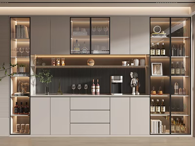 Elegant Modern Wine Cabinet Design With Glass Doors And Wine Storage 3d model