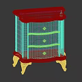 Classic Dark Wood Bedside Table With Gold Trim Three Drawers And Carved Legs