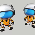 Two Cartoon Robots With White Heads Blue Screens And Yellow Bodies 3d model