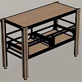 Modern Metal Frame Storage Shelf With Wooden Layers And Tiered Design