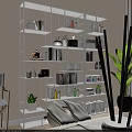 Modern Open White Shelving Unit With Books Decorative Items And Green Plants For Home Organization
