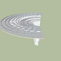 Architectural Design Of Modern Circular Multi Layer Structure With Supporting Columns 3d model