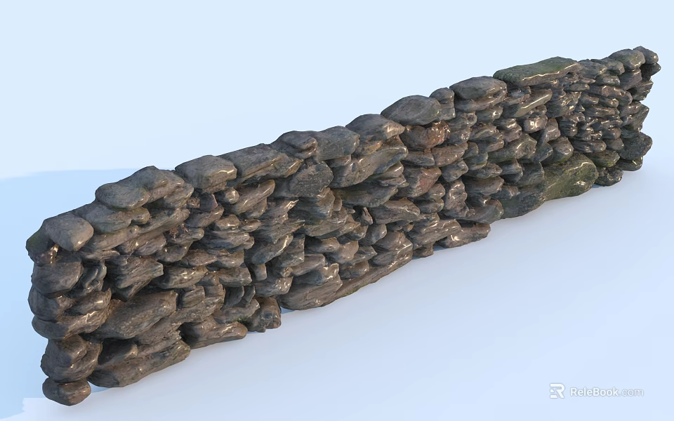Natural Stacked Stone Wall With Irregular Rocks And Rustic Texture Design 3d model 