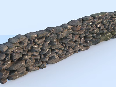 Natural Stacked Stone Wall With Irregular Rocks And Rustic Texture Design 3d model