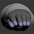 Fashionable Silver Glove With Purple Fingertips And White Fabric Wrist Design