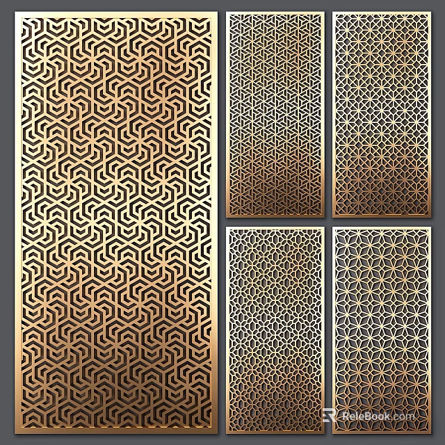 Gold Geometric Laser Cut Wall Decor With Intricate Patterns For Home Decoration 3d model 