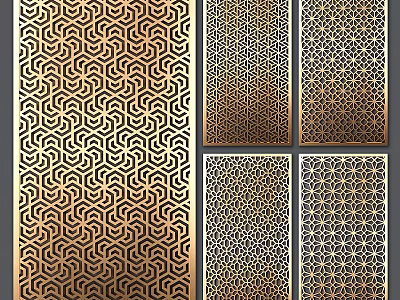 Gold Geometric Laser Cut Wall Decor With Intricate Patterns For Home Decoration 3d model
