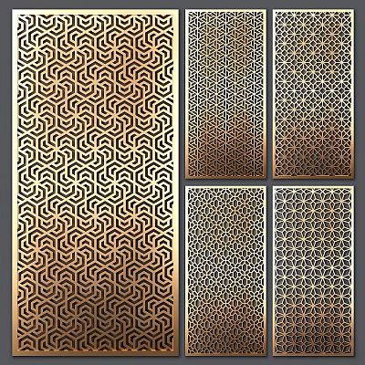 Gold Geometric Laser Cut Wall Decor With Intricate Patterns For Home Decoration 3d model