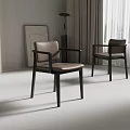 Modern Single Chair With Light Brown Leather Seat And Black Metal Frame