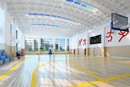 modern basketball hall basketball court 3d model