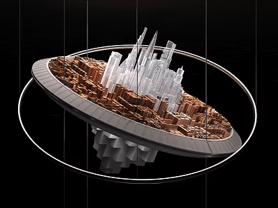 Modern Commercial Equipment Featuring Circular Structure And 3D Urban Architecture 3d model