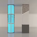 Modern Columns With Blue Striped Design Textured Surface And Dark Base Elements 3d model