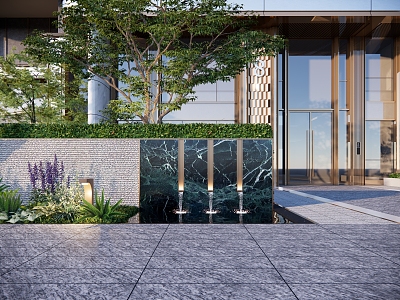 Modern Landscape Wall Demonstration Area Home Falling Water Overlapping Landscape Wall Shanghai Metropolitan Entrance Landscape Wall Flower Border Plant Pile Asparagus 3d model