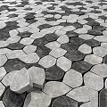 Dark And Light Gray Hexagonal Stone Tiles Pavement With Geometric Pattern 3d model