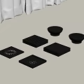 Black Floor Drain Covers with Various Grid Patterns and Shapes 3d model