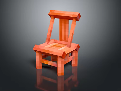 Low Poly Wooden Lounge Chair With Orange Color And Simple Structure For Relaxation 3d model